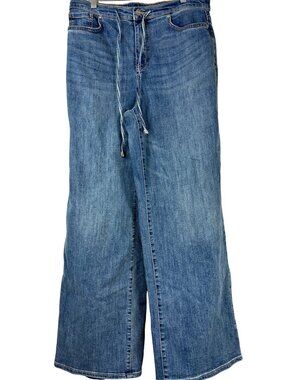 NYDJ Cool Embrace Wide Leg Drawstring Jeans Blue Size 6 Cooling Denim Size 6